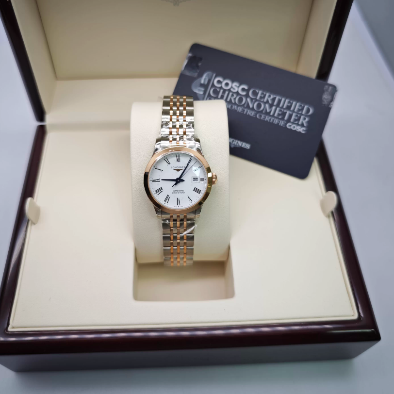 新款盒证9.8新 浪琴开创者18K金自动机械30MM女表L2.321.5.11.7