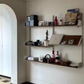 中系古墙上轨道统置物架组合复古壁挂隔OIQ书展架开板放式 收纳柜