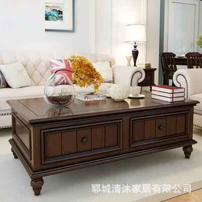 美式把白蜡木家具客厅实木茶几方形储物柜红橡木小户型矮桌视听柜