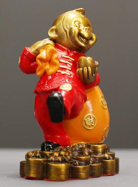 布袋猴招财摆件创意家居摆设桌面装饰品店铺开业送礼钱袋全铜摆饰