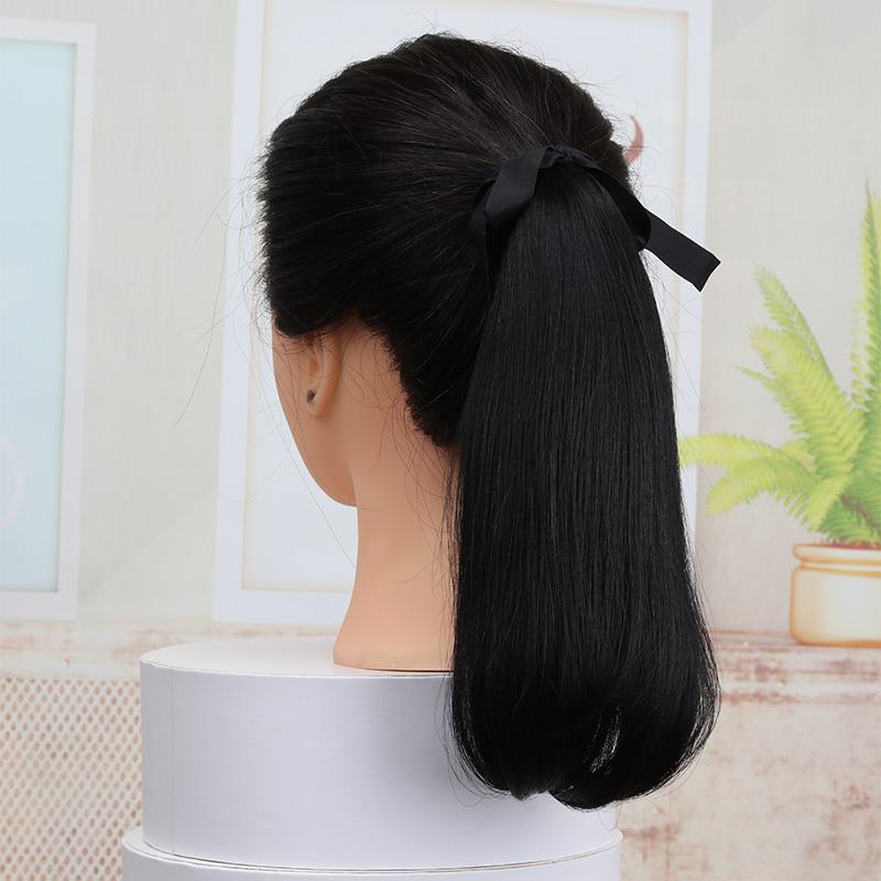 正品然烫发马直尾花假发女全真人发丝35长自中长发微卷短款梨辫子