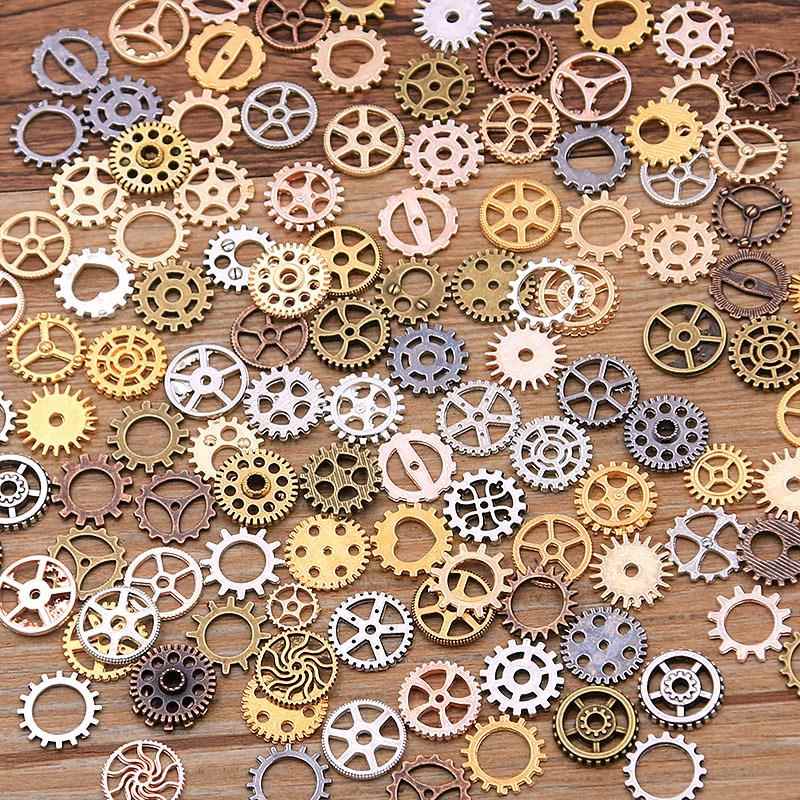 100克包 8-15mm 迷你蒸汽朋克 10色机械齿轮合金 DIY饰品配件