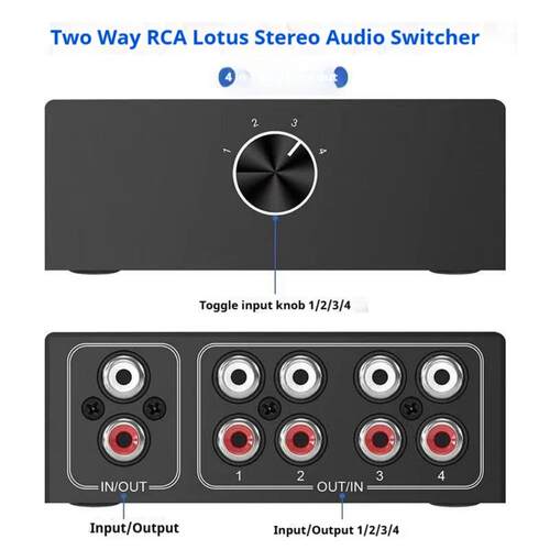 R/L左右声道音频开关4进1出/1进4出双向切换器 立体声RCA放大器