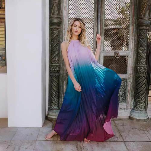 Women's backless beach long skirt with neck hanging dress