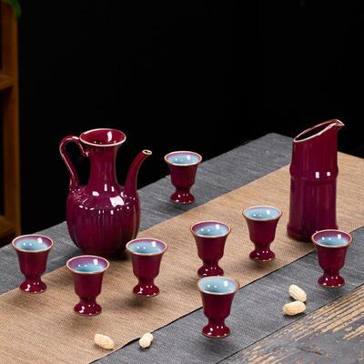 白酒杯套装家用轻奢高档陶瓷酒具汝窑分酒器倒酒壶温酒壶礼盒送人