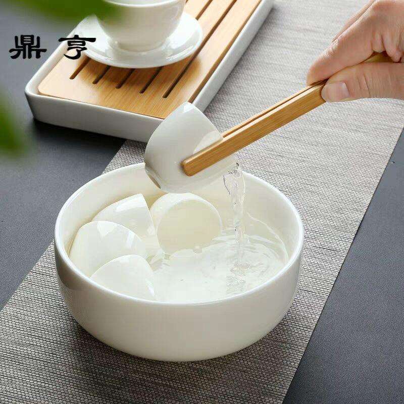 厂家直销羊脂玉瓷陶瓷茶洗 德化白瓷新款大号杯洗 茶道配件收纳盘