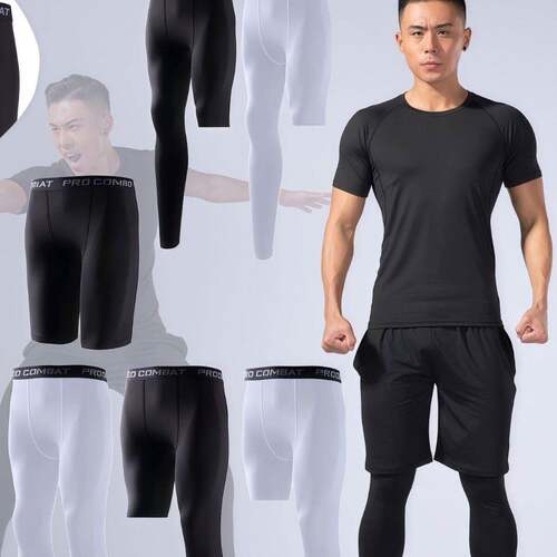 6 Pack Men'S Workout T Shirts Gym Tops Compression Atetic