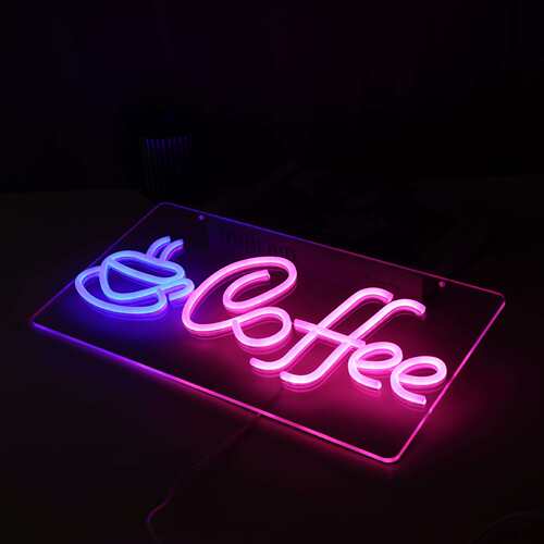 外贸跨境coffee咖啡灯牌咖啡馆吧台室外标志工厂led灯可调光氛围