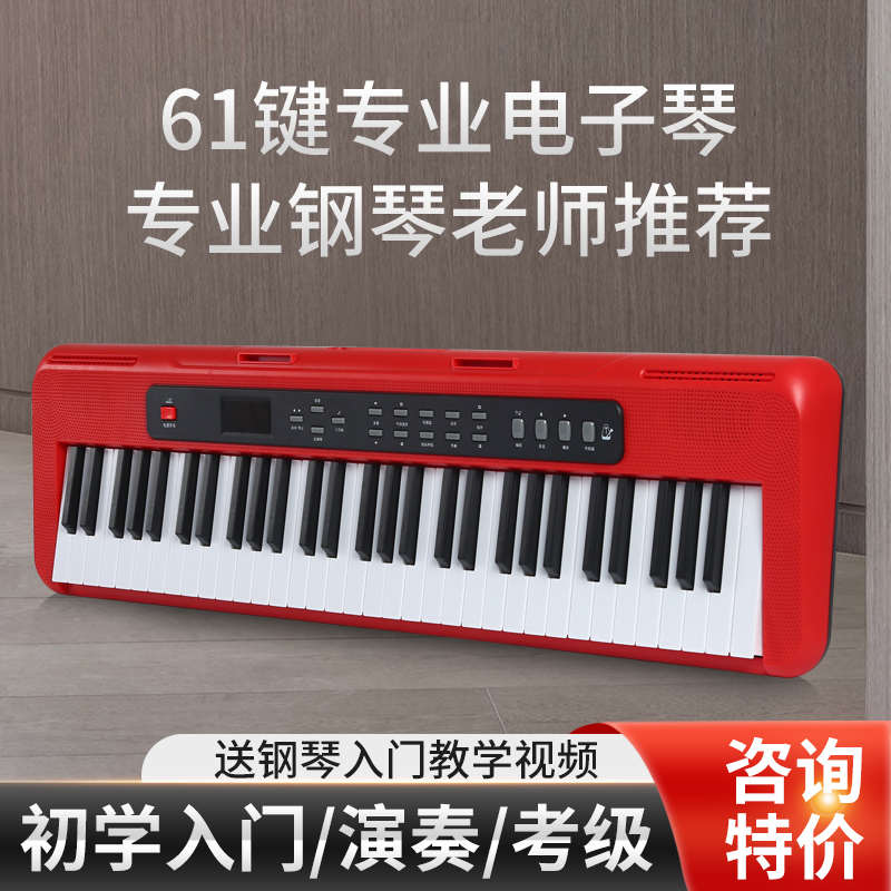 专业便携式电子琴61键盘成年人初学者入门幼师儿童多功能家用电钢