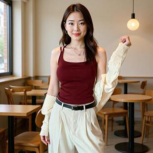 Cross camisole vest for women, worn externally with chest