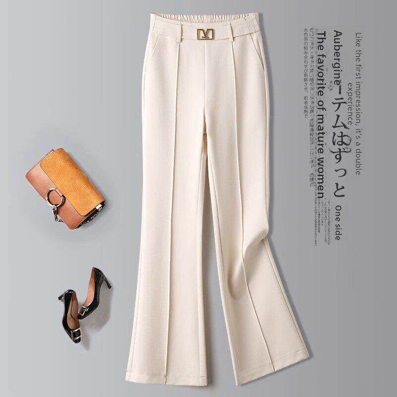 高腰显瘦微喇裤女2025春秋款新款大码喇叭裤子直筒宽松休闲西装裤