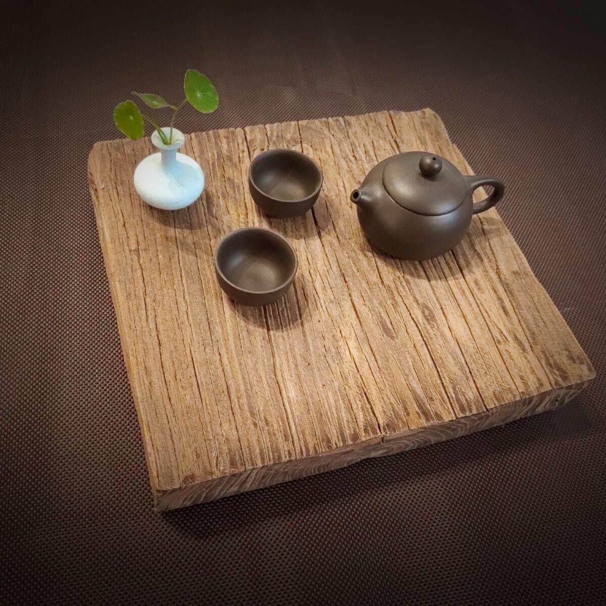 老榆木干泡台覆古茶盘茶托原生态实木板风化木茶台中式怀旧老榆木