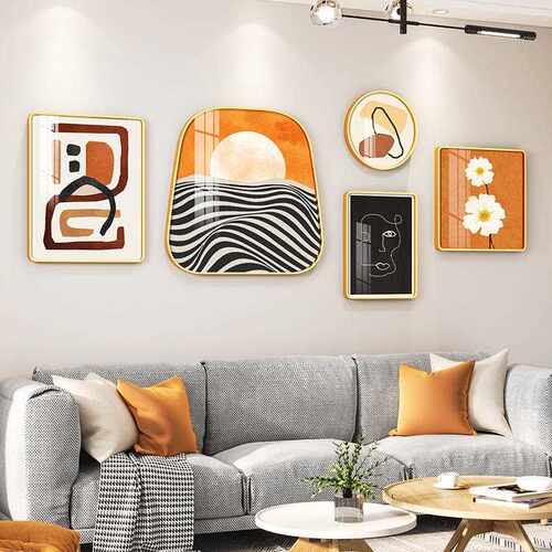 新款直销现代简约客厅装饰画沙发背景墙挂画北欧轻奢创意组合高档