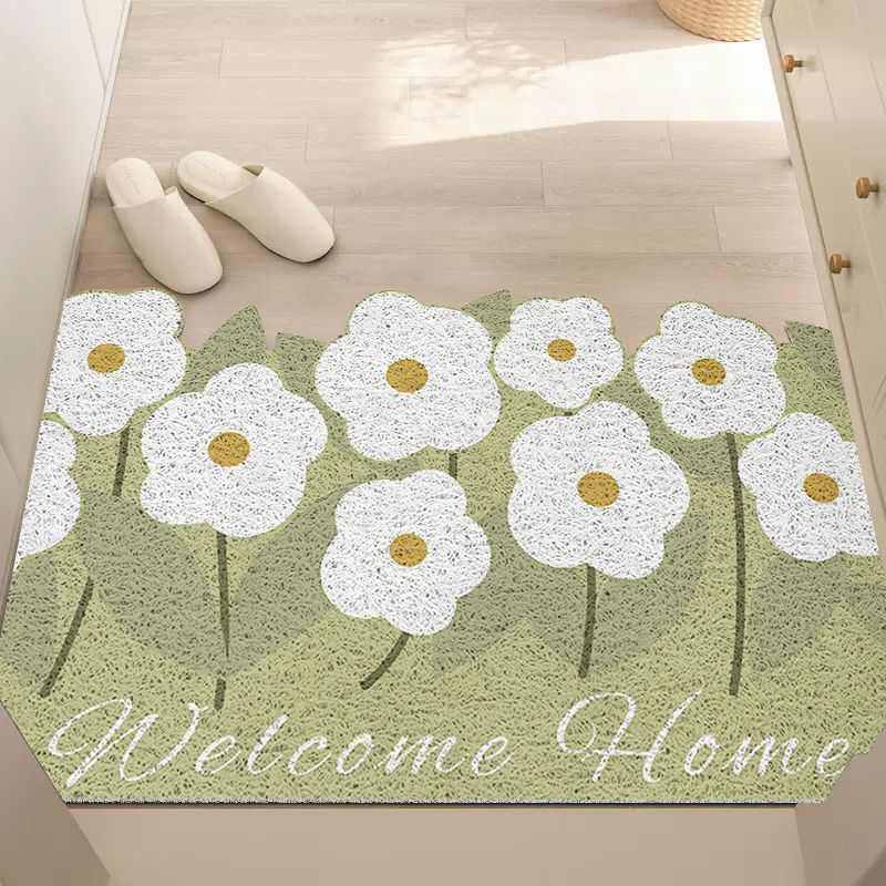 清新花卉风家用入户门刮泥蹭土进门垫玄关可剪裁易清洁丝圈地垫,居家布艺,家用脚垫,淘宝优惠券,粉丝福利购,淘宝优惠卷