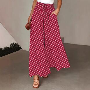 with polka dot Wide long pants print skirt leg