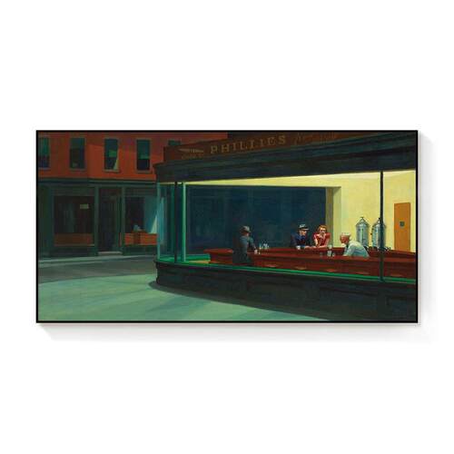 夜鹰》爱德华霍普油画夜游者装饰画客厅餐厅酒店卧室床头挂画美式