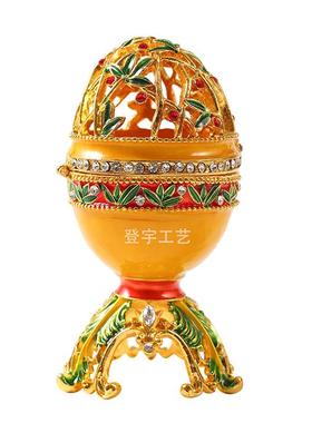 2024年精美复活节彩蛋创意家居摆件珐琅彩绘镶钻金属工艺品礼品