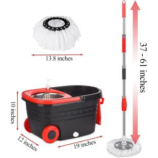 Bucket Wheels 360° Mop System with Wrings Spin Sets