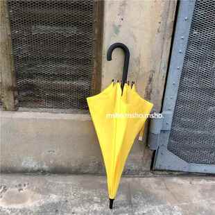 高档oohz 小鸡a奶黄 自制纯色inss长柄雨伞男女磨砂手柄雨防伞风