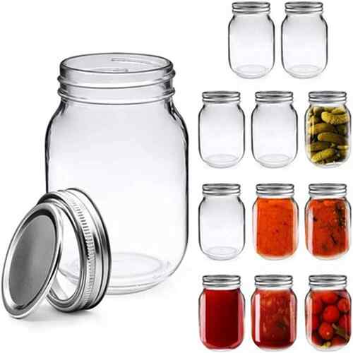 水果罐密封梅森罐方圆鱼子酱玻璃瓶头瓶带盖子牛奶杯Mason Jars