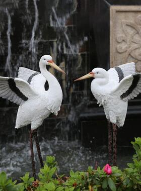 庭院景观装饰花园摆件 彷真白鹭仙鹤园林摆设工艺礼品摆饰树脂动