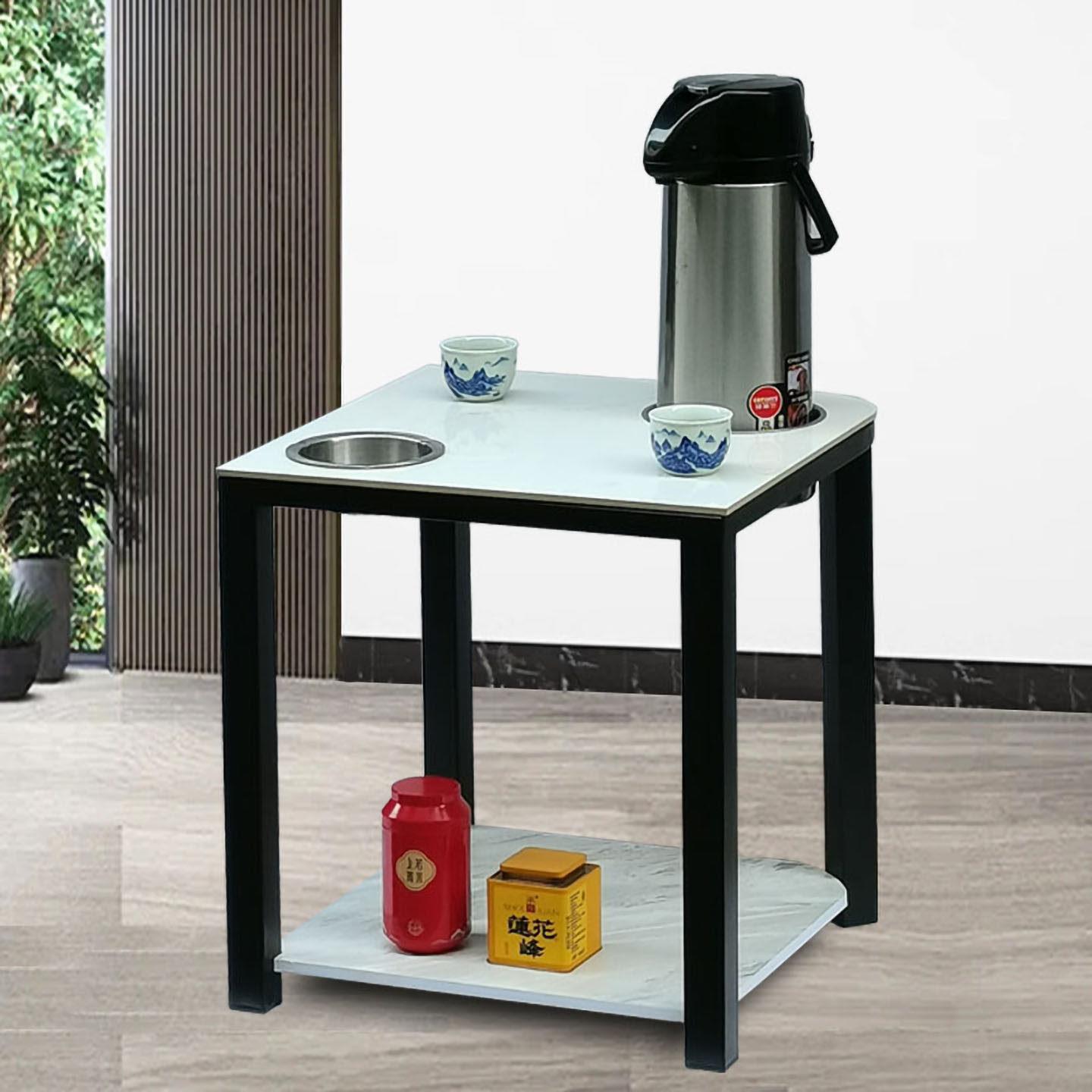 轻奢岩板茶几棋牌室配套茶水架麻将桌角几茶楼麻将机旁双层置物架