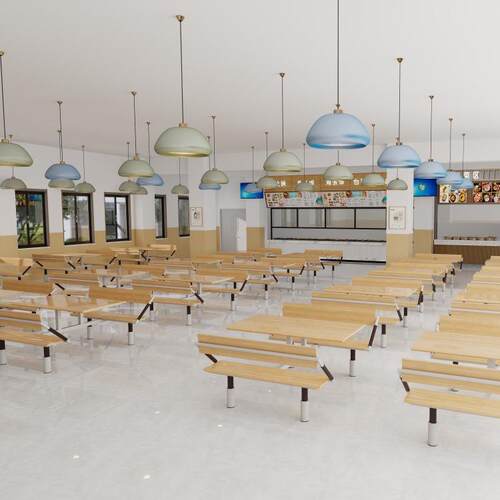 食堂连体餐桌椅社区学校公司餐店自助学生托管员工四人岩板餐桌快