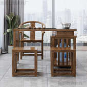 实木茶桌茶台茶桌旋转阳台新中式 小户型泡茶台移动茶桌一体一整套