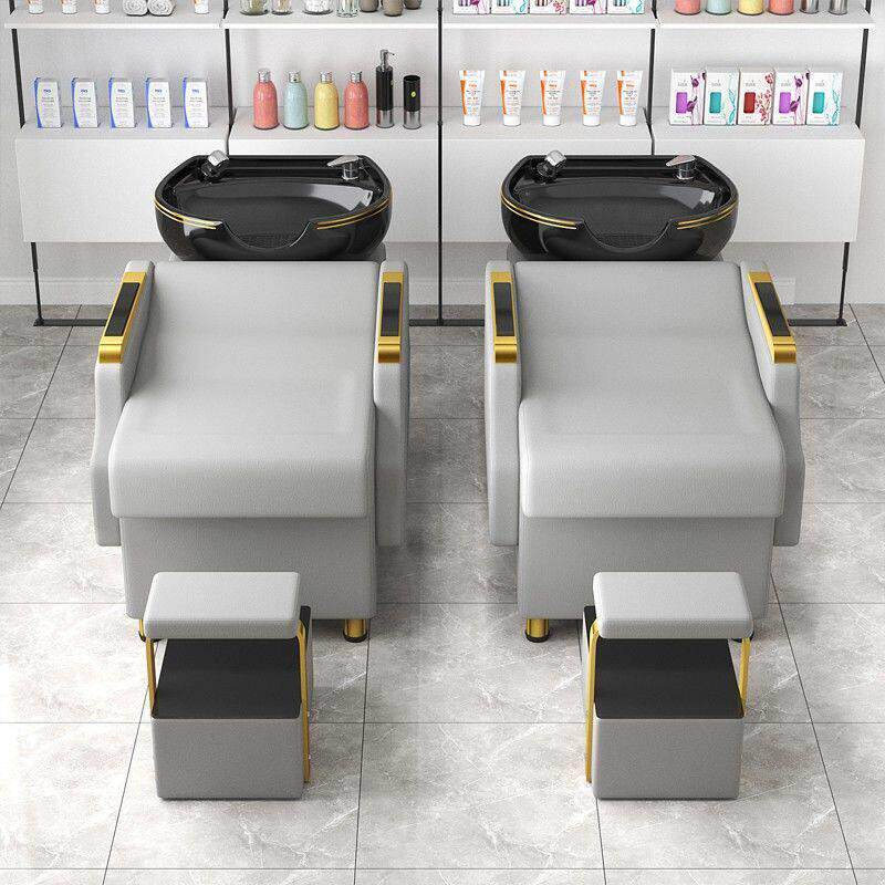 理髲店洗头床发廊专用冲水床陶瓷盆半躺式洗头床网红款高档洗头床