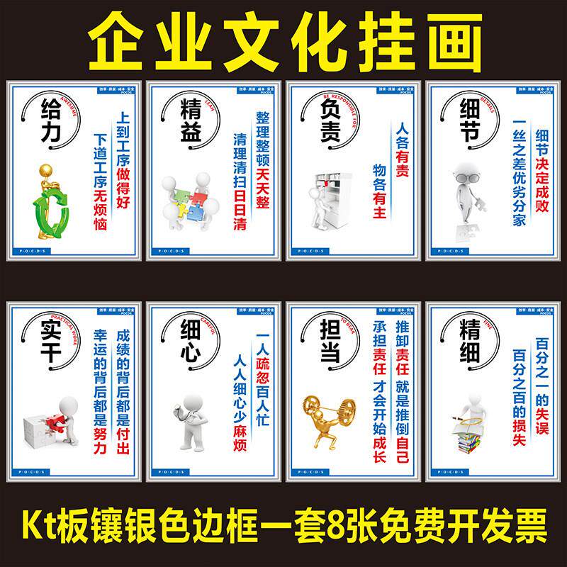 公司办公室墙贴会议室挂图企业文化标语走廊海报文化墙励志画展板