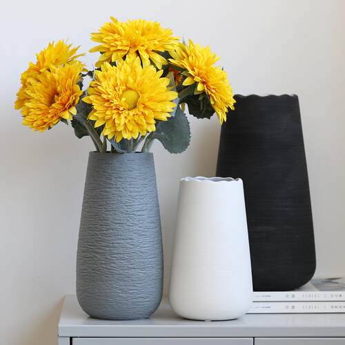 天台悦先轻奢高档大花瓶摆件向日葵客厅陶瓷插花瓶北欧侘寂风格餐