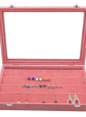 正品新的粉红色冰花首耳饰示盒首饰盒耳环手支架环戒指项炼镯盒珠