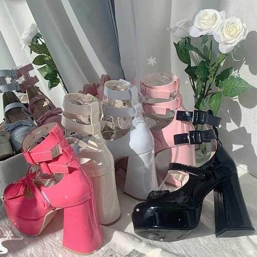 日系洛丽塔高跟鞋玛丽珍单鞋jk皮鞋lolita shoes high heel shoes