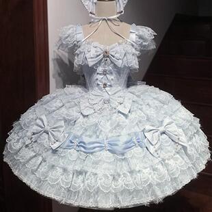 【云端雪羽】白茶少女~原创设计Lolita洋装甜美花嫁jsk吊带连衣裙