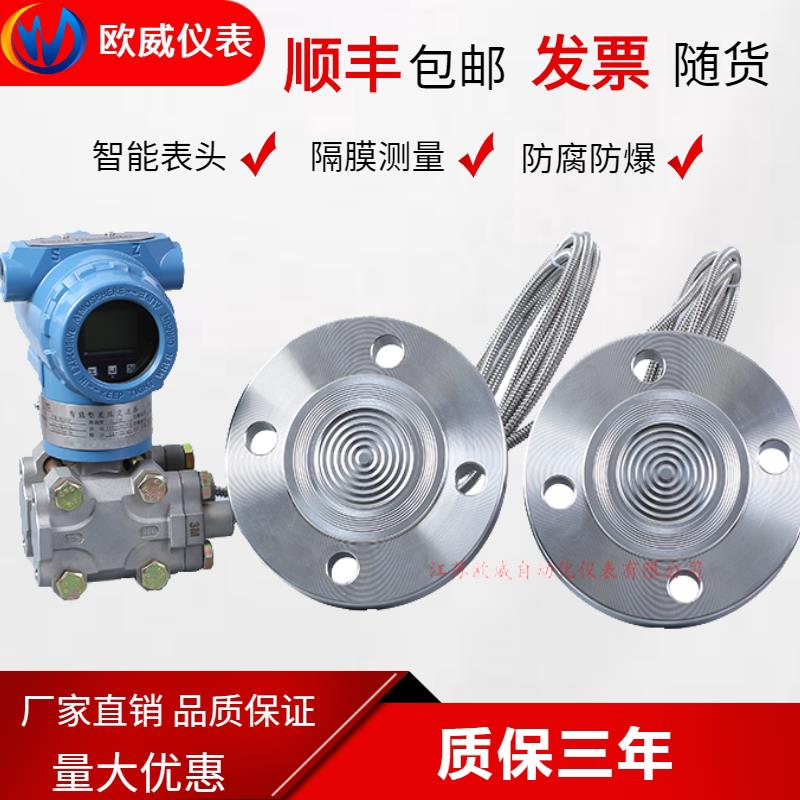 双法兰液位变送器 智能差压液位计 防腐数显隔膜毛细管液体测量
