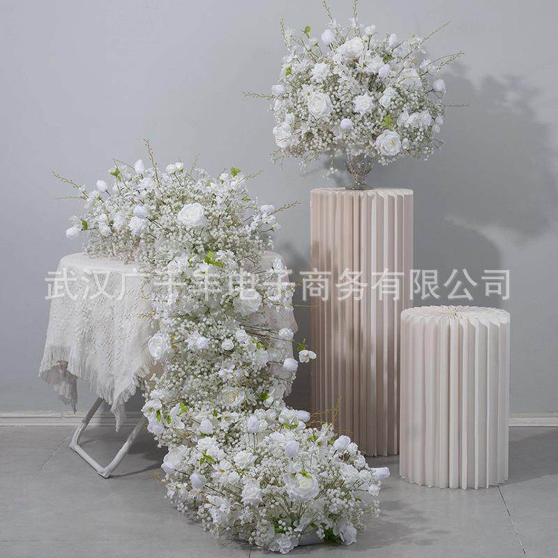 广千丰新款满天星系列花球花排婚礼舞台背景拱门装饰仿真花艺假花