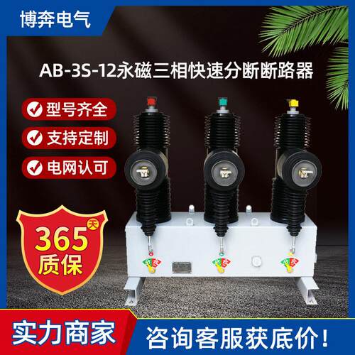 AB-3S-12/630A永磁三相快速分断压10KV真空断路器开关分断