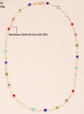 流苏项炼跨界彩色莱茵石流苏项炼利基高端彩色锆石锁骨项炼女士