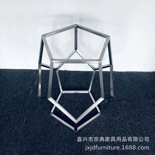 现代简约桌子底架，电镀不锈钢桌子底架，正五边形包围拼接底架