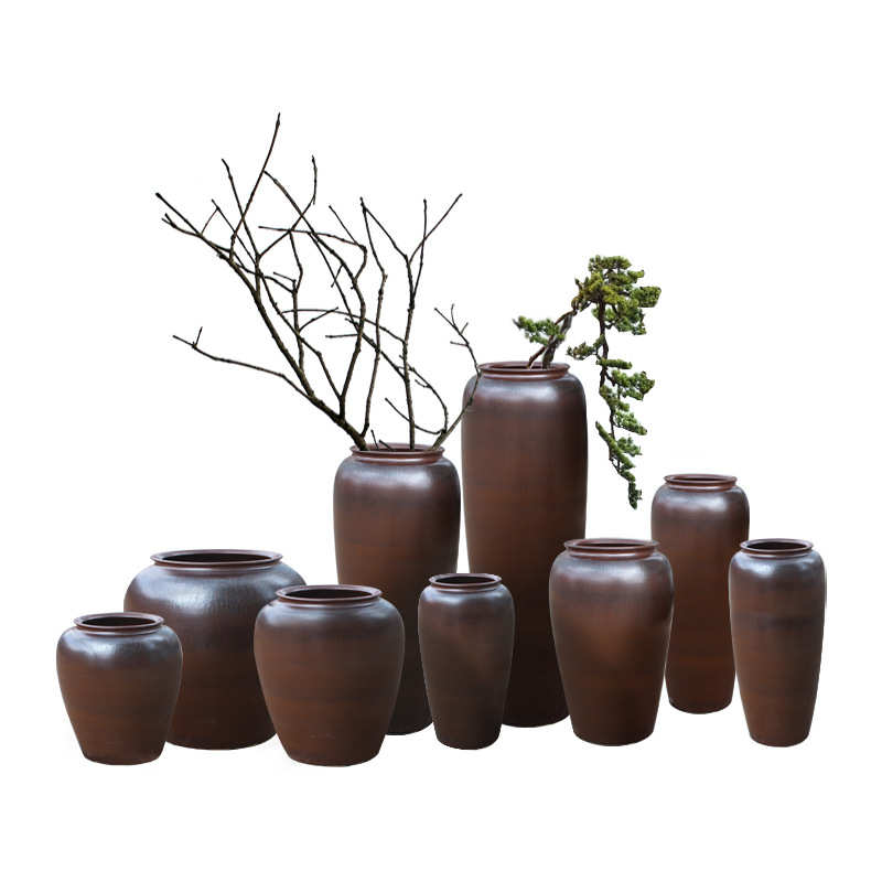 新中式现代简约大花瓶摆件客厅插花景德镇手工陶瓷器落地陶罐
