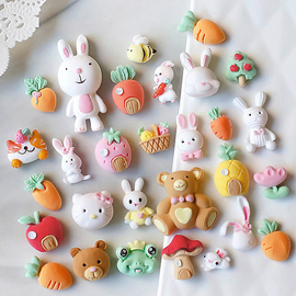 儿童蛋糕硅胶模具小兔，小熊萝卜屋甜甜圈，饼干棒棒糖奶油翻糖工具