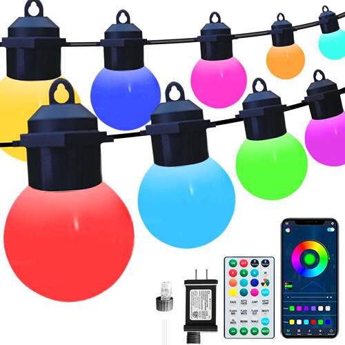 跨境氛G50幻彩球泡水灯LDM户外防庭院露营帐篷天幕围串灯太阳能灯