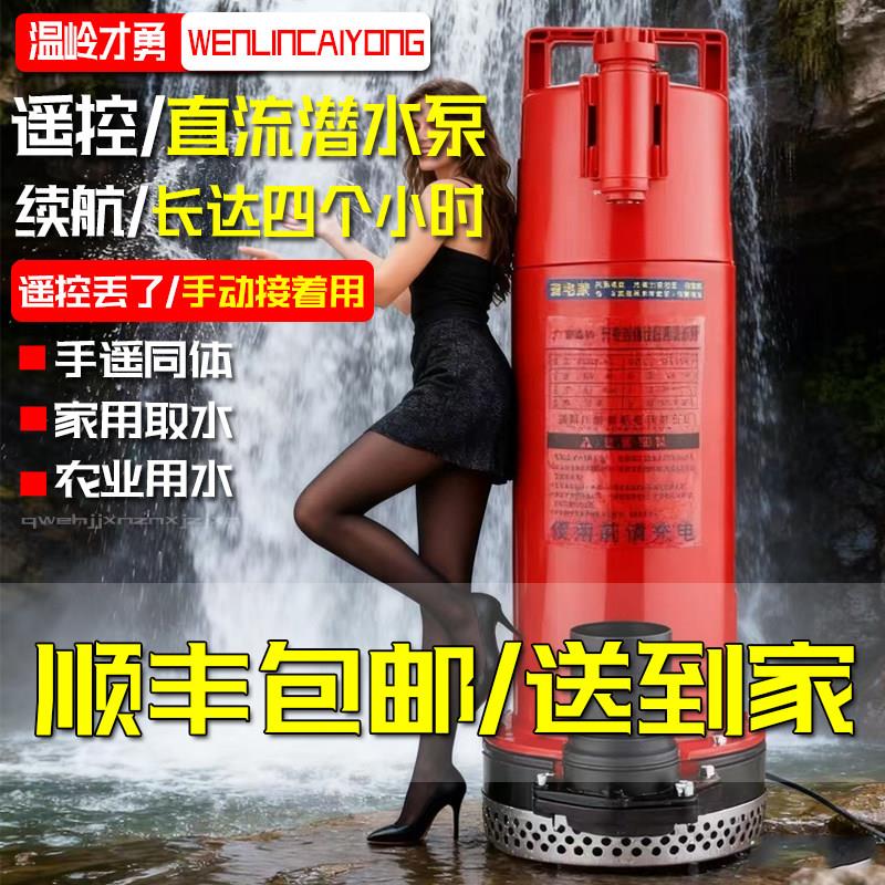 无线遥控锂电池抽水泵直流潜水泵12v水泵浇菜农用灌溉大功率抽水