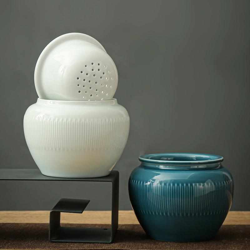 德鸿窑日式复古建水茶洗茶渣缸水盂茶盂带盖家用功夫茶具配件批发