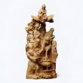 崖柏木精雕八仙过海实木人物摆件家居客厅送礼装 饰工艺品八仙祝寿