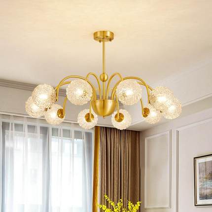 美92铜大厅客厅灯主灯现代约大气餐简全厅吊灯家用卧室主式卧灯具