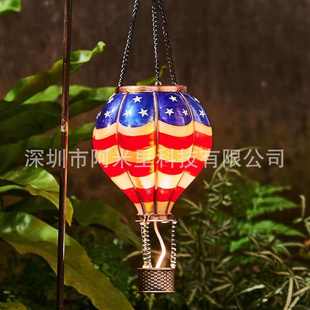 爆款户外悬挂太阳能热气球灯笼花园庭院防水装饰灯闪烁火焰灯