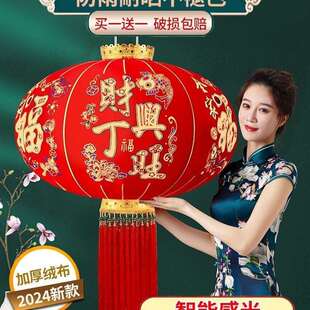 过年大红灯笼2026新款室外防水自建房别墅大门口一对新年挂饰电池