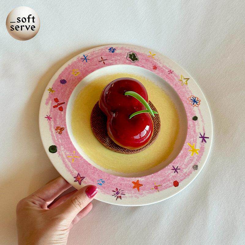 SoftServe柔软供应x欣安《蜡笔星星》竹纤维蛋糕高级感儿童餐盘子
