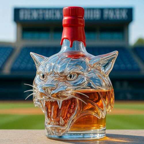 2025爆款跨境 Wildcat 野猫头酒瓶摆件工艺品玻璃材质威士忌酒瓶